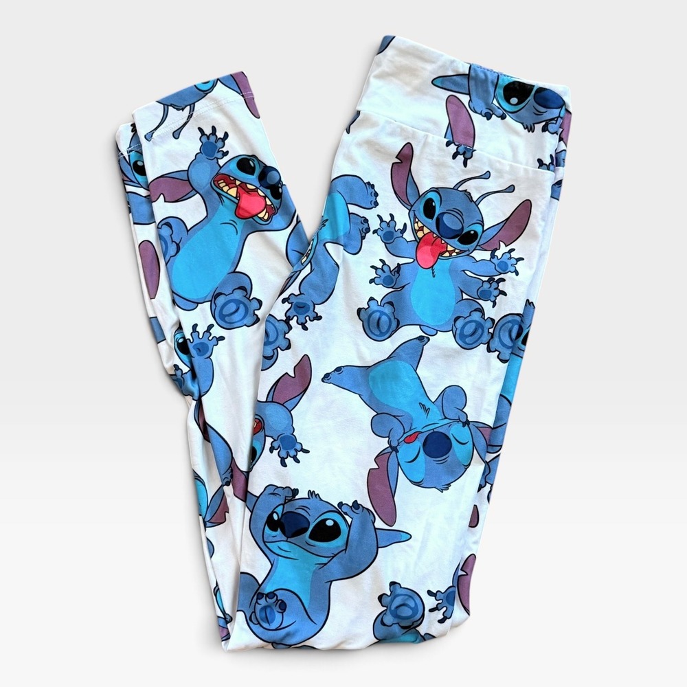 Disney Lilo & Stitch White All Over Print Leggings Womens XS Skinny Fit Stretch
